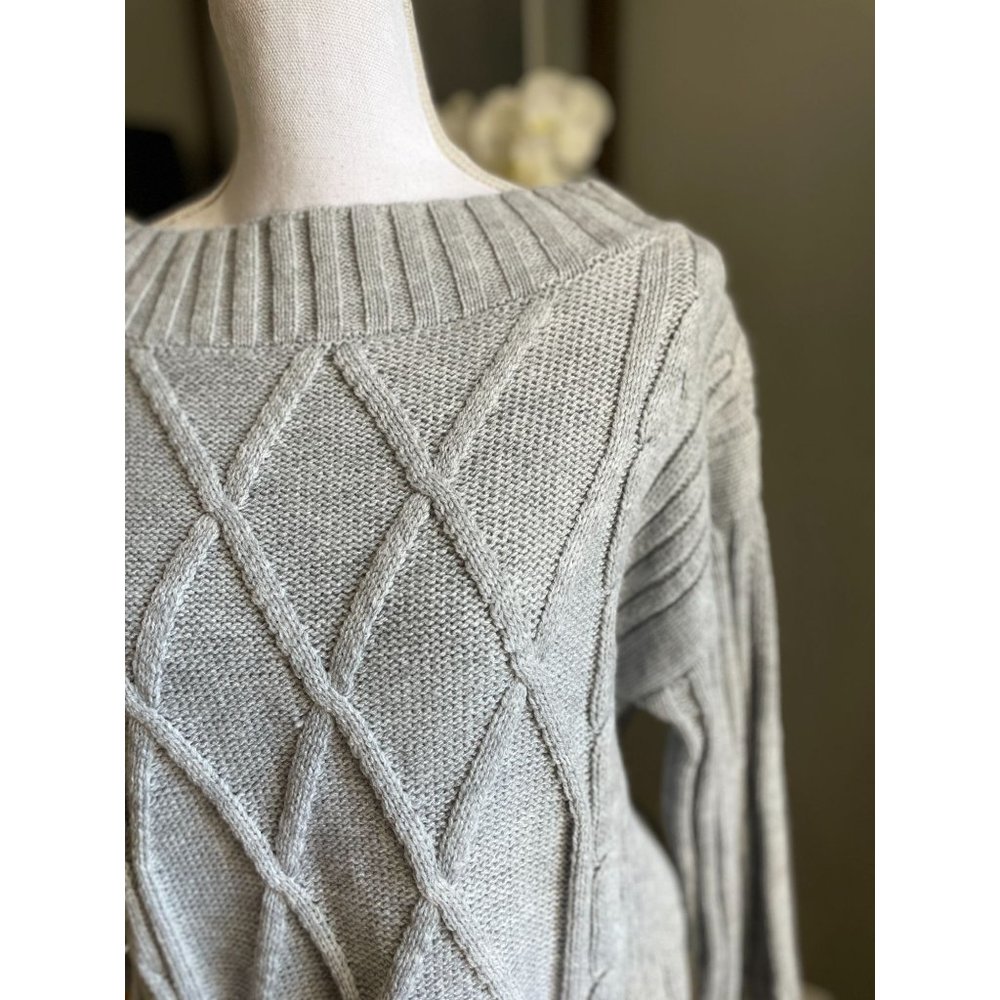 BB Dakota Wool Blend Retrograde Cable Knit Sweater Powder Blue Women's Size S - Picture 4 of 7